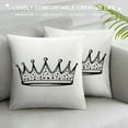 thumbnail image 3 of JEUXUS Crown Queen and King Throw Pillow Covers Soft His and Hers Matching Couple Pillow Cases Cushion Covers For Living Room Bedroom Decorative Throw Pillowcases for Sofa Couch Chair, 3 of 5