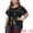 Black, variant on Unique Bargains Women Plus Size Full Sequin Tops Short Sleeve Sparkle Night Blouses Black 1X
