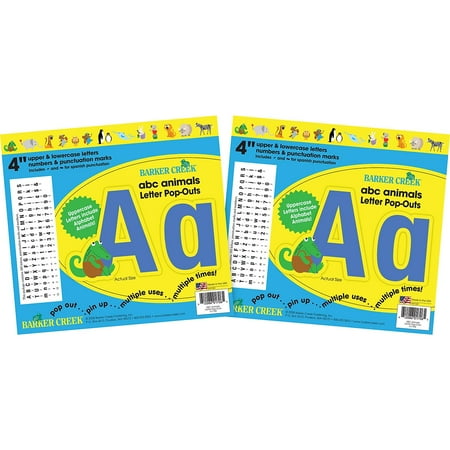 UPC: 0704068036307 | Barker Creek 4  Letter Pop-Out 2-Pack ABC Animals 426 Characters/Set BC3630