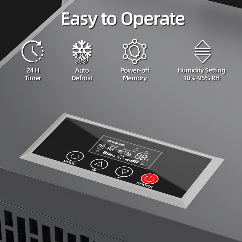 190 pt. 6000 sq.ft. Bucketless Industrial Dehumidifier in. Blacks for Garage, with Drain Hose, Auto-OFF, 10-95%RH Range