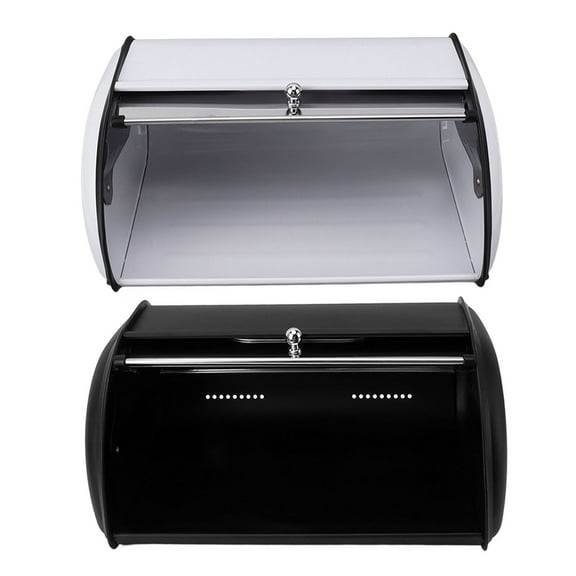 Bread Storage Bin,Bread Box With Mirror Finish Style for Kitchen Countertop, Bread Holder Storage Container With Small Window[Black]