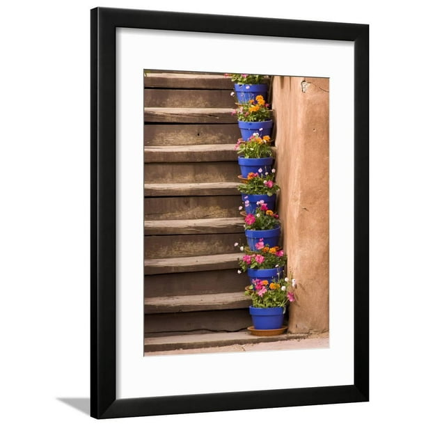 Staircase Decorated with Flower Pots, Santa Fe, New Mexico ...