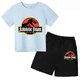 thumbnail image 3 of Conjunto de 2 piezas de camiseta y pantalones cortos con estampado de dinosaurio de Jurassic Park para niños y niñas, con estampado de dibujos animados de verano, 3 of 5