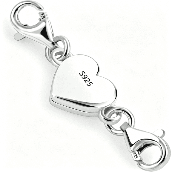 DESIGNICE 925 Sterling Silver Heart Magnetic Jewelry Clasps Magnetic Necklace Clasps and Closures Sterling Silver Double Bracelet Necklace Lobster Clasp