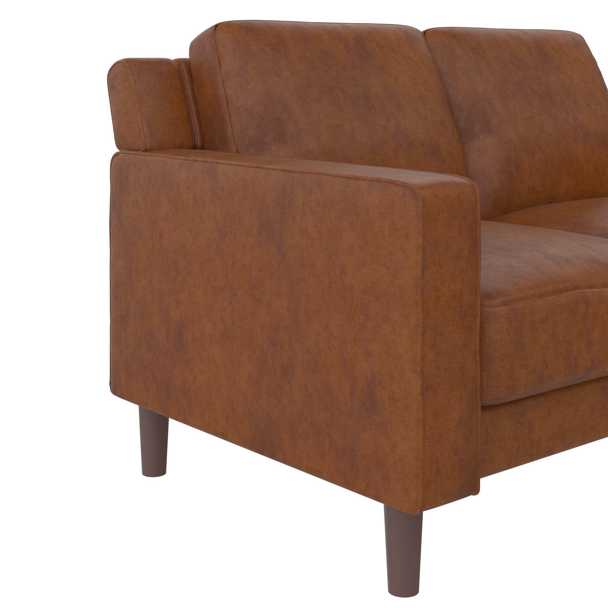 DHP Bryanna Loveseat 2 Seater Sofa , Camel Faux Leather