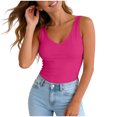 thumbnail image 5 of idosla Women's Double Lined V Neck Tank Tops Summer Basic Sleeveless Shirts Cute Trendy Going Out Tops (Hot Pink, XL), 5 of 9