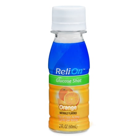 (4 pack) (4 Pack) ReliOn Orange Glucose Shot, 2 Oz