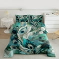thumbnail image 2 of Manfei Peacock Feather Queen Comforter Set,Abstract Art Bedding Sets,Green Blue Bedding Comforter Set For Girl,Microfiber Bedroom Decor Reversible,3-Piece, 2 of 8