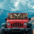 thumbnail image 3 of HUIACONG Sunshade Sun Shade Windshield Heat Shield Sun Visor Mat Compatible with Jeep Wrangler Rubicon Sahara TJ JK JKU 2 Door & 4 Door Brown Dogs, 3 of 6