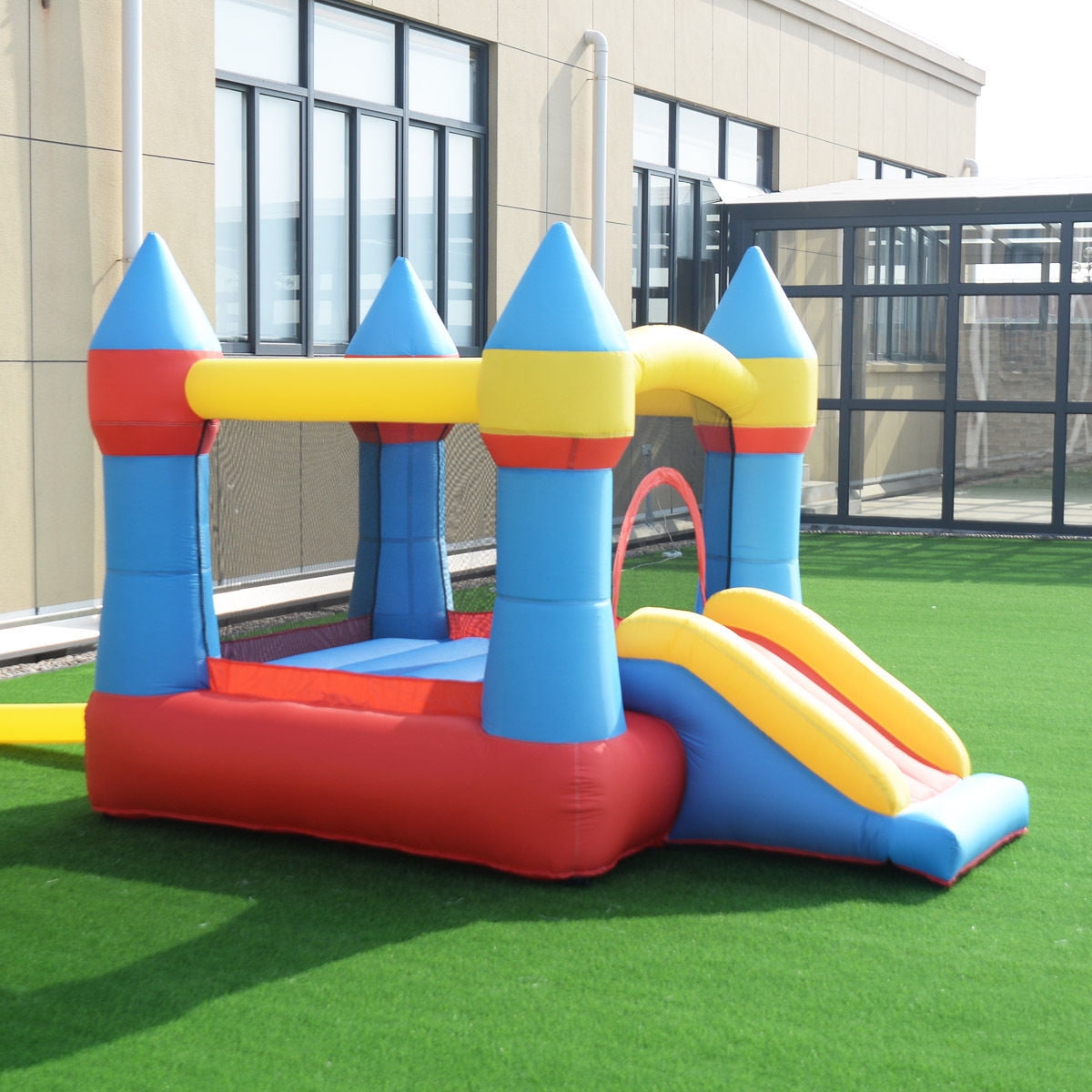 fisher price bouncetastic inflatable castle bouncer with removable mesh walls