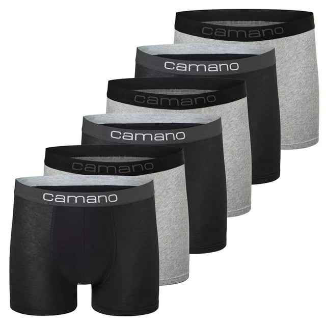 Camano Calzoncillos bóxer para hombre, pack de 6 - Comfort BCI Cotton, pantalones, algodón elástico Negro/Gris XXL (XX-Large)