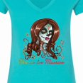 thumbnail image 4 of Inktastic DÃ­a De Los Muertos in Sugar Skull Makeup Women's V-Neck T-Shirt, 4 of 5