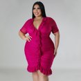 thumbnail image 3 of AURA Women Plus Size Mesh Layered V Neck Dress Sexy A Line Midi Summer Vacation Dress, 3 of 6