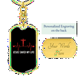 thumbnail image 3 of Jesus Saved My Life Pulse Stainless Steel or 18k Gold Premium Swivel Dog Tag Keychain, 3 of 10
