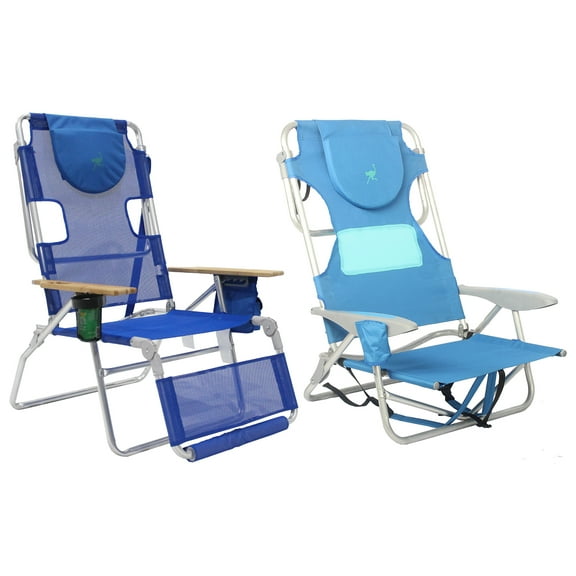 Ostrich Altitude 3N1 Chair & Ladies Comfort On Your Back Beach Chair, Blue