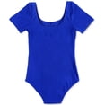 thumbnail image 4 of Sxiwei Kids Girls Team Basic Leotard for Ballet Dance Gymnastics Shorts Sleeves Cotton Leotard Dark Blue 3, 4 of 7