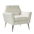 thumbnail image 2 of Velvet Accent Chair, Modern Button Tufted Upholstered Single Sofa Chair Armchair with Adjustable Golden Metal Legs and Padded Cushion, Comfy Lounge Chair with Armrest for Living Room Bedroom, Ivory, 2 of 7