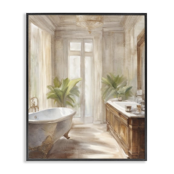 Stupell Industries Serenity Bath Bathroom Painting Black Framed Giclee Art design by Kim Allen, 14 x 11