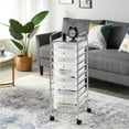thumbnail image 4 of Topeakmart 10 Drawer Rolling Storage Cart Organizer with Lockable Wheels, White, 4 of 14