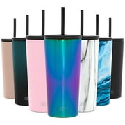 Simple Modern 20 oz Classic Tumbler with Straw & Flip Lid - 18/8 Stainless Steel Water Bottle -Prism