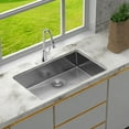 thumbnail image 6 of Izzovium 28 Inch Undermount Stainless Steel Kitchen Sink, 28"x18"x10" Single Bowl 16 Gauge Brushed Nickel, Deep Basin with Soundproof Pad & Drain Assembly, 6 of 7