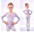 thumbnail image 5 of ZACPNCV Girls Long Sleeve Ballet Leotards One Piece Gymnatics Dance Kids Stretch Gymnastics Bodysuit Ballet Outfits Purple 6-7 Years, 5 of 5