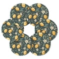 thumbnail image 7 of Yayeee 6 PCS Drink Coasters with Holder Set Woven Absorbent Round Tabletop Hot Pad, Blue Floral Lemons, 7 of 7