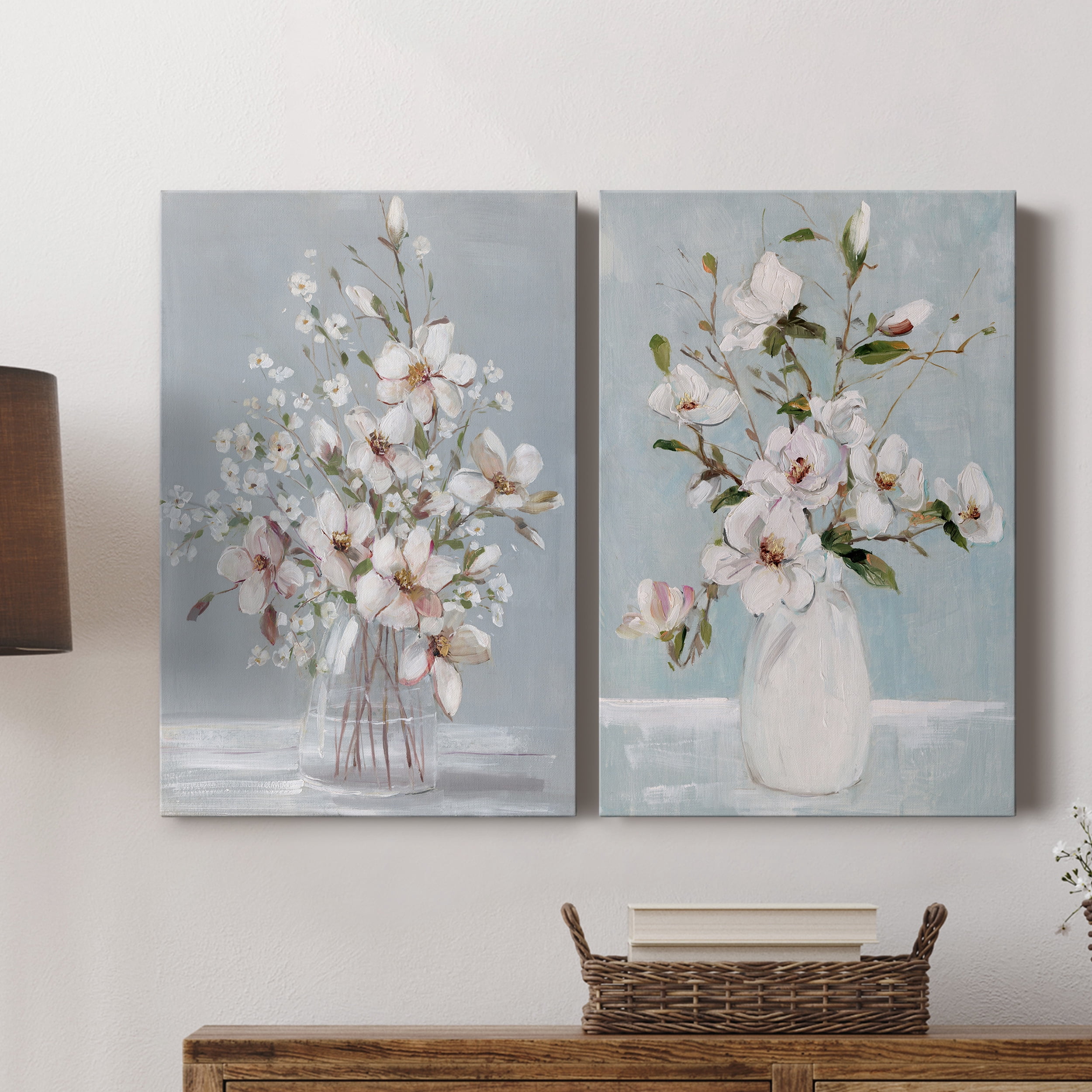 Magnolia Romance Premium Gallery Wrapped Canvas - Ready to Hang - Set of 2 - 18 x 27 Each