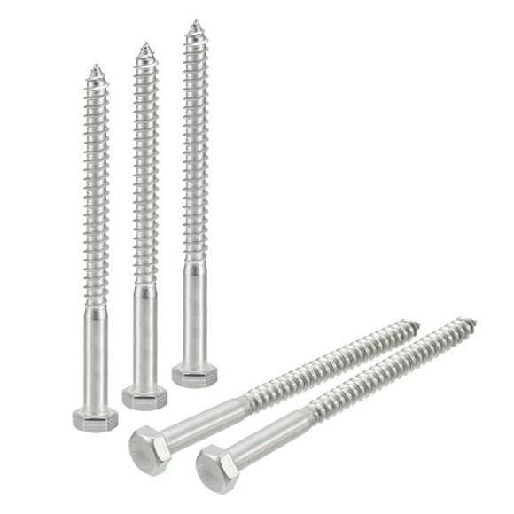 Unique Bargains Hex Head Lag Screws Bolts, 5/16' x 4' 304 Stainless Steel Partial Thread Wood Screws, 5 Pack