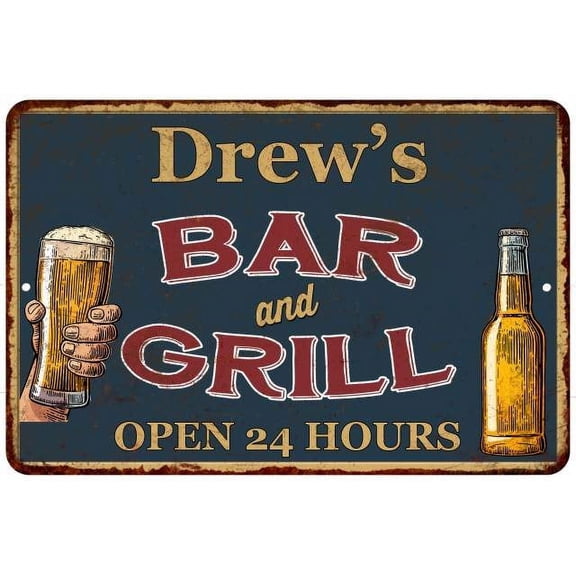 Drew's Green Bar and Grill Metal Sign 8x12 Decor 208120044060