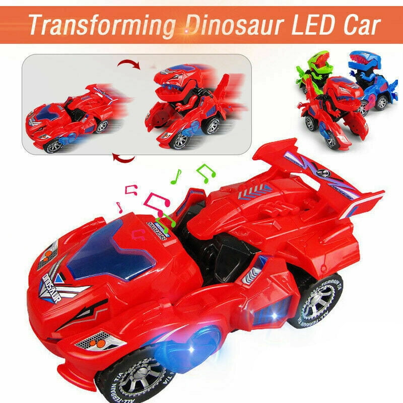 Transforming Dinosaur LED Car With Light Sound Kids Toy Car Robots Electric Gift 
