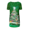 thumbnail image 4 of Camiseta Impresa con Cuello en V de Manga de Raglan de la Parte Trasera Larga Delantera Corta de las Mujeres de Navidad, Vacaciones Informales, 4 of 5