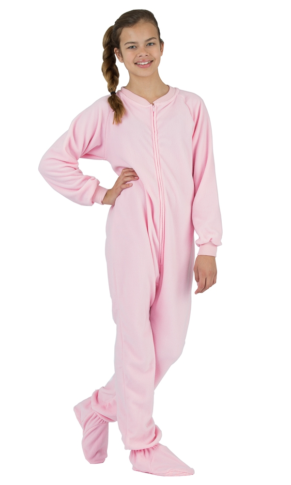 Footed Pajamas - Baby Pink Kids Fleece Onesie - Walmart.com