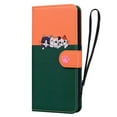 thumbnail image 6 of Allytech Wallet Case for iPhone 15 with Cute Cartoon Pattern, 3 Card Slots + 1 Cash Slot + Wrist Strap, Premium PU Leather Stand Magnetic Clasp Shockproof Protective Case, Darkgreen, 6 of 8