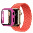 thumbnail image 1 of ALMNVO Apple Watch Band 45mm Screen Protector Case Braided Solo Loop Strap with Protective Case, Stretchy Wristband Elastic Nylon Strap Bracelet for iWatch Series 7 45mm Band -Pink, 1 of 6