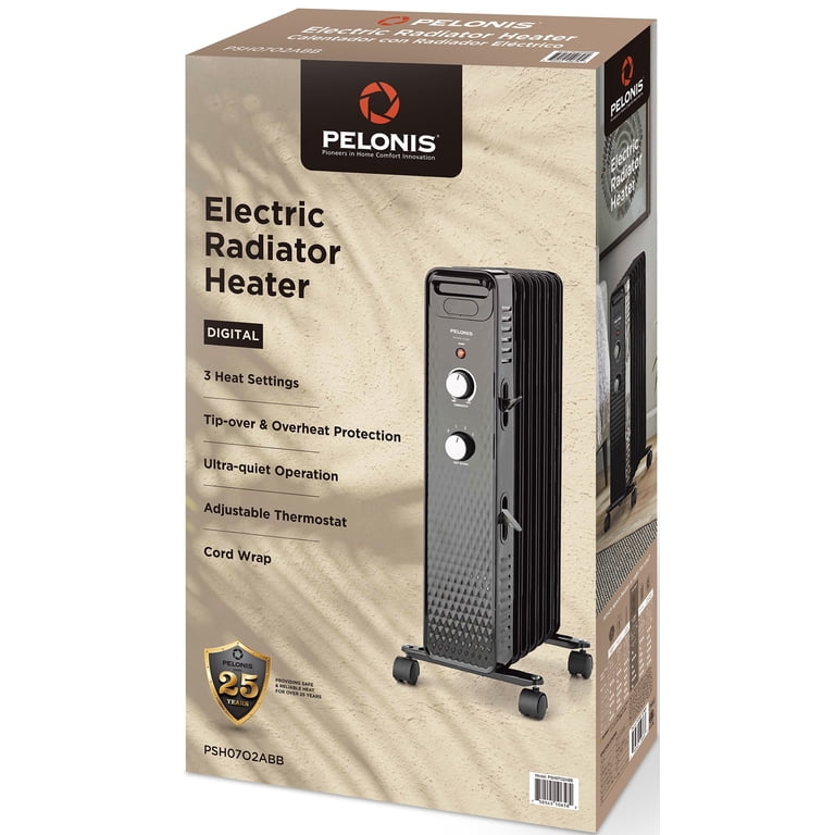 Pelonis 1500W Mechanical Oil-Filled 3-Setting Electric Radiant Heater,  PSH07O2ABB, Black - Walmart.com