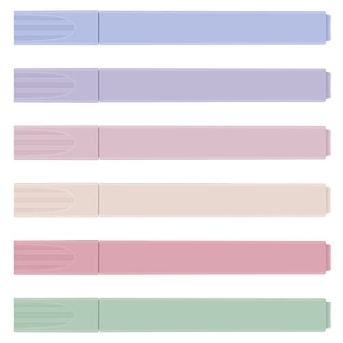 Highlighters Pen, Assorted Pastel Colors Chisel Tip, Aesthetic Highlighter Marker Set, Water Based, No Bleed for Journal Bible Planner Notes Adults Kids Students Office School Supplies( 6 Cool Color)