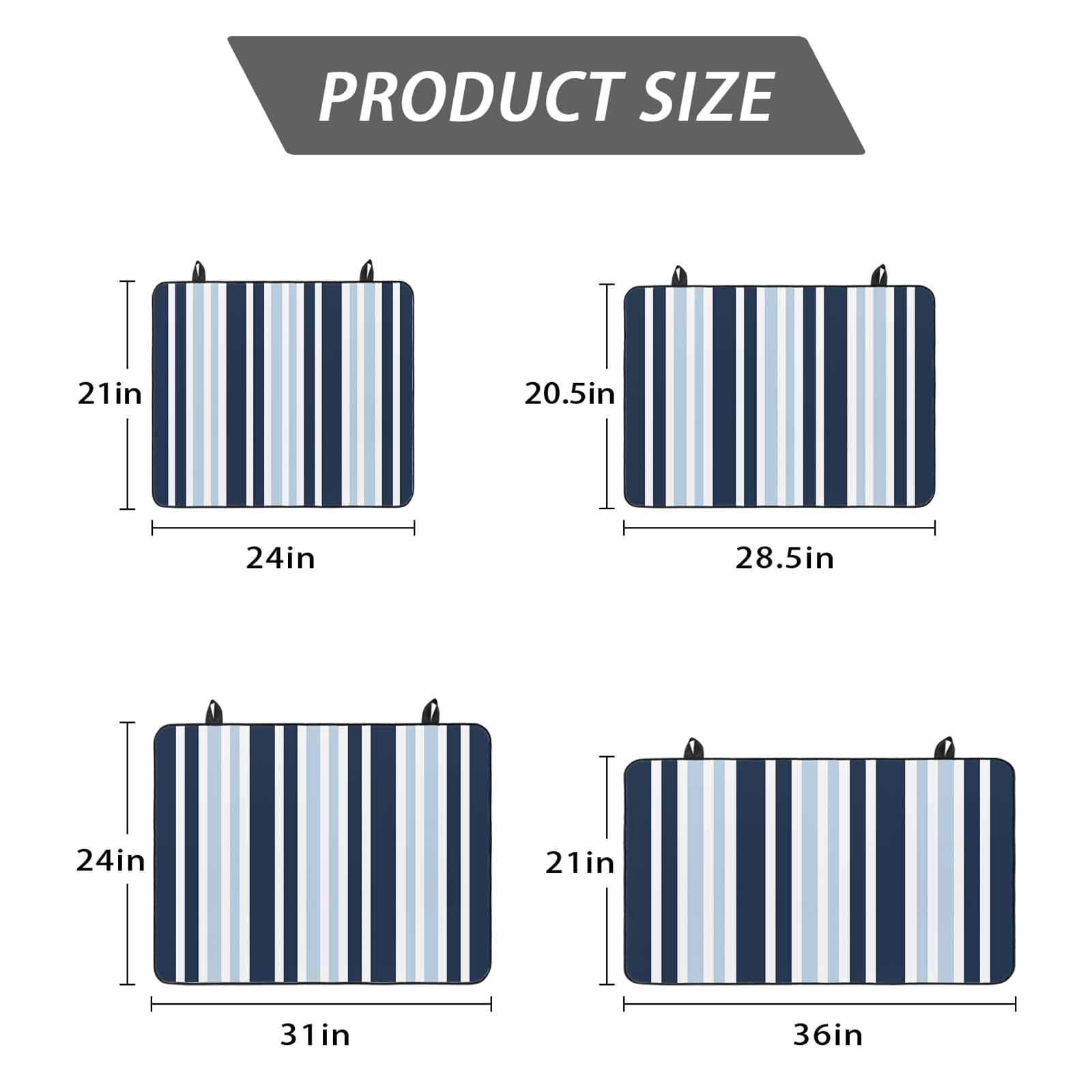 Navy Blue Stove Top Cover for Electric Stove, Heat-proof & Non Slip Glass Top Stove Cover Protector, Modern White Geometric Vertical Stripes Kitchen Flat Cooktop Rubber Mat 24x21 Inches