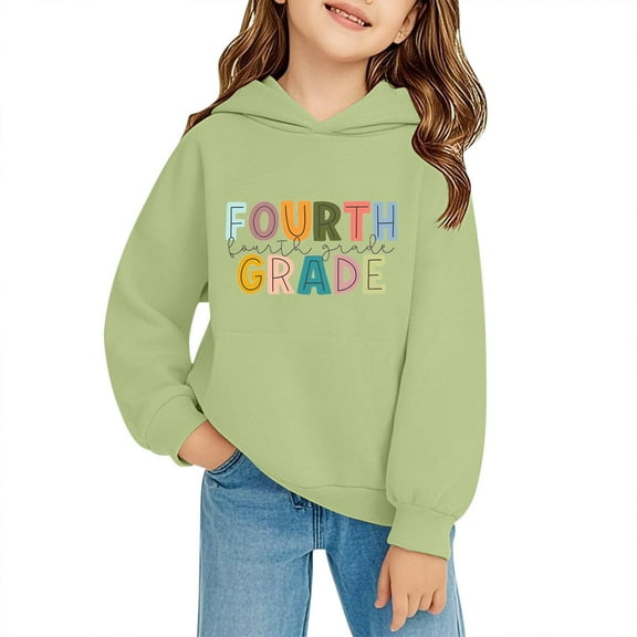 Ruyang Fourth Grade Hooded Sweatshirts First Day of School Hoodies Girls Boys Back To School Hoodie Trendy Pullover Top