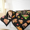 thumbnail image 4 of Feelyou Kids Cute Capibara Full Size Comforter Sets, Yummy Pizza Hamburger Bedding Comforter Set, Kawaii Cartoon Animal Reversible Bedding Sets, Luxury Bedroom Decor, 3pcs, 4 of 8