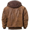 thumbnail image 6 of FLAVOR Men's Leather Flight Bomber Jacket Air Force Aviator (Medium, Brown with Hood), 6 of 6