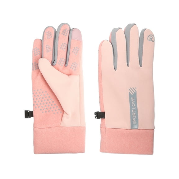 1 Pair Riding Warm Gloves Waterproof 4 Way Stretch Inner Gloves Pink for Motorcycle Cycling Hiking