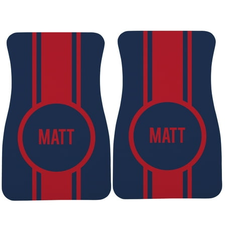 Personalized Race Stripes Car Mat Navy Red Name Walmart Com