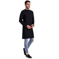thumbnail image 5 of SKAVIJ Men's Handmade Cotton Longline Casual Henley Shirts Long Sleeve Round Neck Collar Summer Linen Beach Hippie T Shirts with Pocket (X-Large, Black), 5 of 7