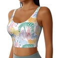 thumbnail image 2 of Vsdgher Zebra Colourful Print Women Sleeveless Athletic Tank Top Built-in Bra Camisole Sports Vest for Yoga Running Fitness Exercise with Removable Pads, 2 of 8