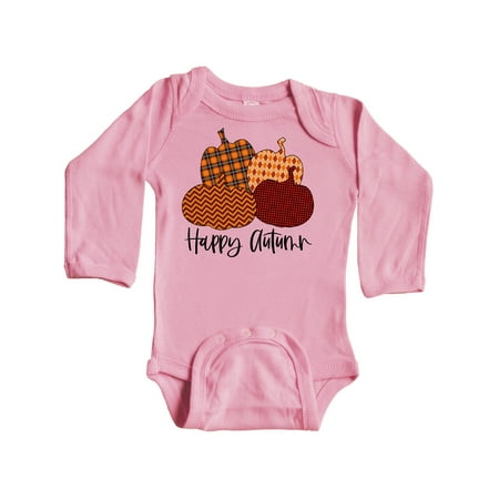 

Inktastic Happy Autumn Cute Pumpkin Patterns Gift Baby Boy or Baby Girl Long Sleeve Bodysuit