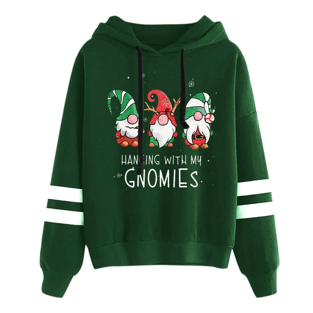 Sweat à Capuche d'Hiver pour Femmes Mode Pull de Noël Imprimé Xmas Col Rond Cardigan Mi-Long Blouse Ample