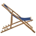 thumbnail image 3 of vidaXL Deck Chair Bamboo and Canvas Navy Blue, 3 of 5