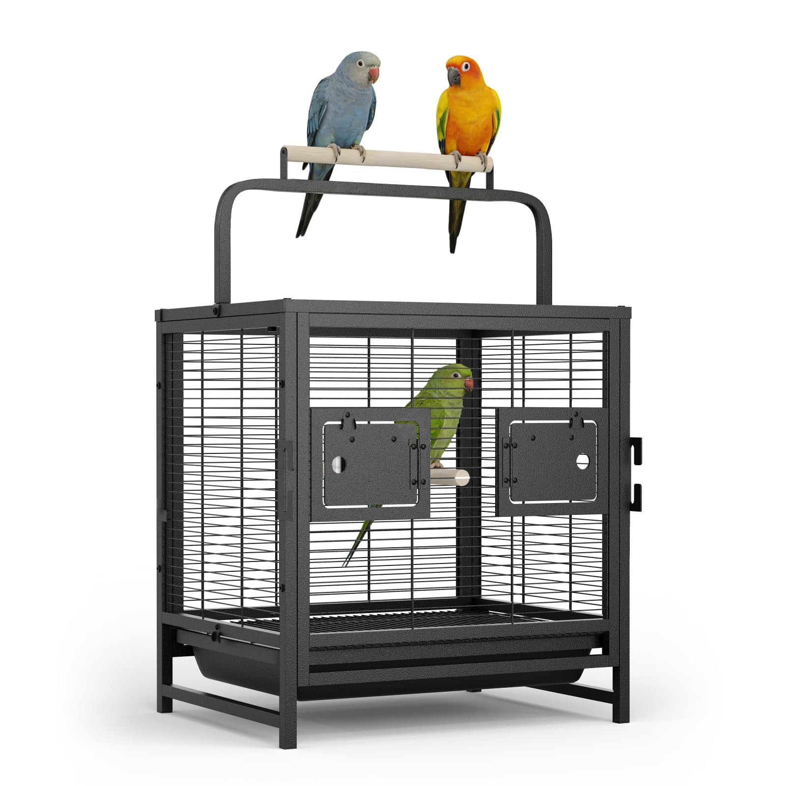 Gaderth Bird Travel Carrier Cage,Metal Bird Carrier,Bird Travel Cage,Small Bird Cage With Wooden Perch Handle For Parrots Conures Lovebird Cockatiel Parakeets
