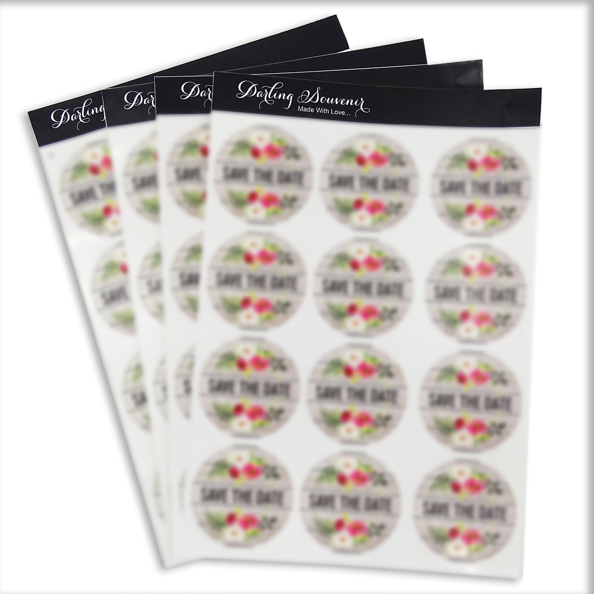 Darling Souvenir Round Glitter Background Save The Date Stickers 1.6 Inches  Envelope Seals-45 Pcs
